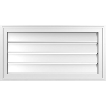 Ekena Millwork Vertical Surface Mount PVC Gable Vent: Functional, w/ 2"W x 1-1/2"P Brickmould Frame, 30"W x 16"H GVPVE30X1602SF